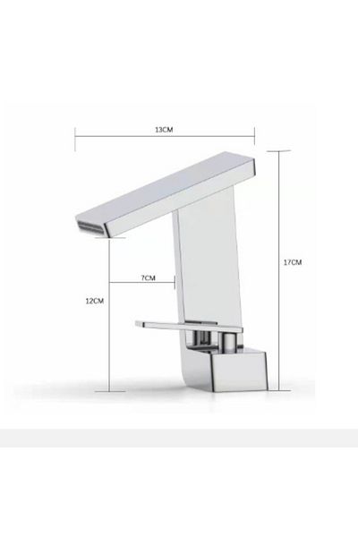 Adsinio Bathroom sink faucet, Adsinio, Waterfall outlet, fixed spout, short, single lever, Silver