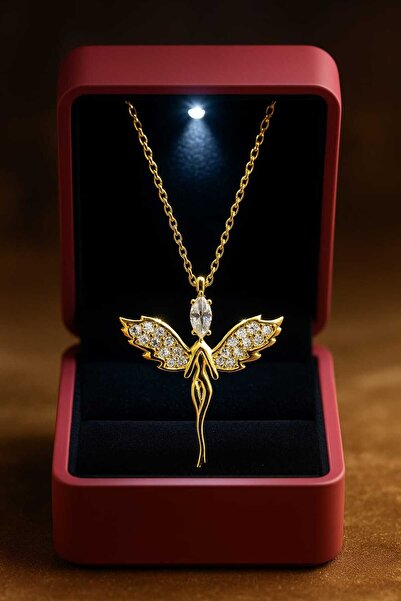 KAR DİAMOND 925 Ayar Gümüş Altın Kaplama Iyilik Meleği Peri Kolye - Sertifika...