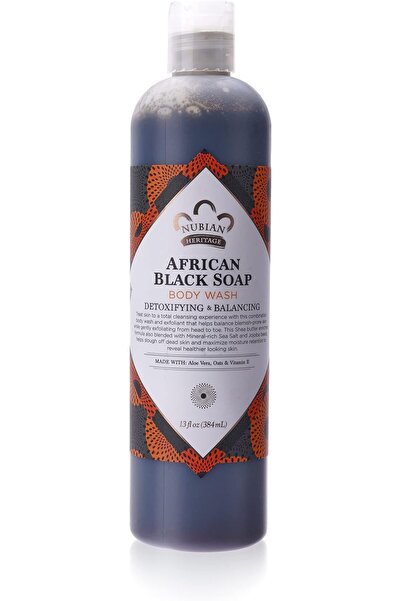 MQ غسول الجسم بالصابون الأسود الأفريقي من نوبيان هيريتيج، 384 مل (13 أونصة)