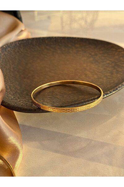 Nour Co Çelik Ajda Bilezik Kare Desenli