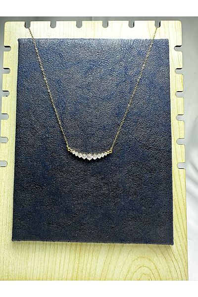 Mutenaura Stainless Steel Row Stone Necklace Gold