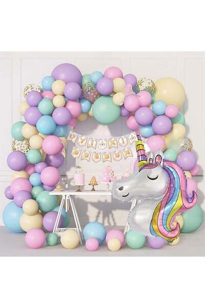 turkuaz parti UNİCORN KONSEPT BALON SETİ 50'Lİ,UNICORN BALON SETİ