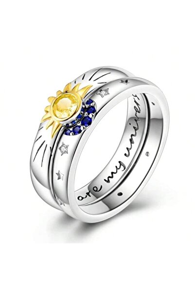 Belora Ασημένιο Δαχτυλίδι Σύμβατος Κόσμος Ήλιος & Σελήνη