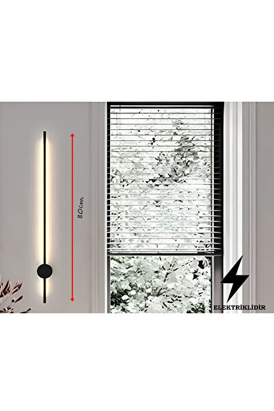 gaziantepavize Modern Dekoratif Led Duvar Aplik 80 Cm Günışığı Siyah 1 Adet (PİLLİ DEĞİLDİR)