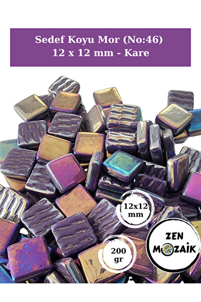 Zen Mozaik Sanatsal Mozaik Çalışmalarınız için 12x 12 mm Kare - Sedefli Cam M...