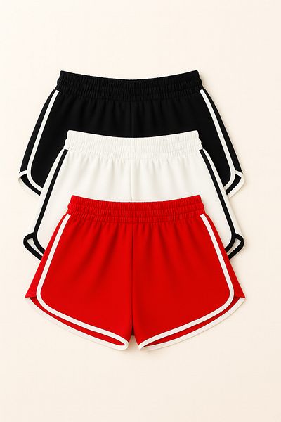 Duples Women's 2 Thread Combed Cotton 3-Piece Piping Shorts