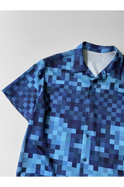 HAZEGO Two Thread Fabric Printed Shirt - Blue