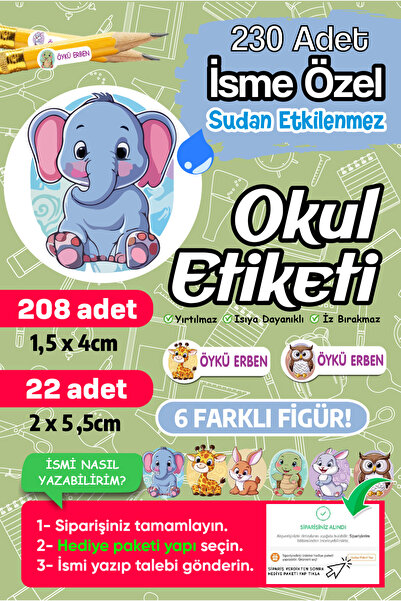 PANDA SOKAĞI Etichetă pentru școală, pix, caiet, etichetă personalizată cu nu...