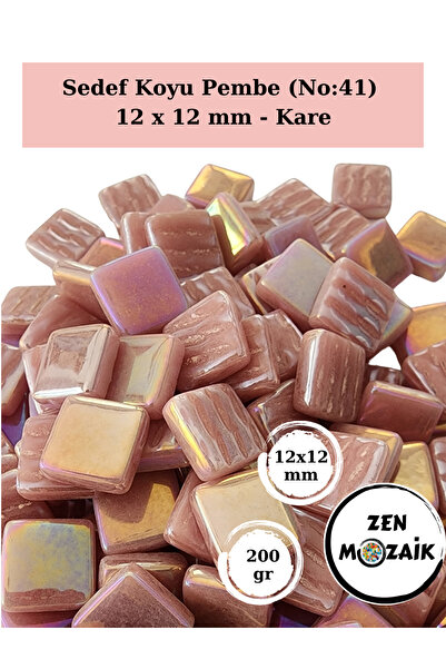 Zen Mozaik Sanatsal Mozaik Çalışmalarınız için 12x 12 mm Kare - Sedefli Cam M...
