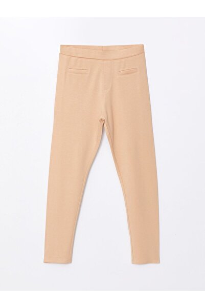LC Waikiki Beige Girl's Leggings with Elastic Waist