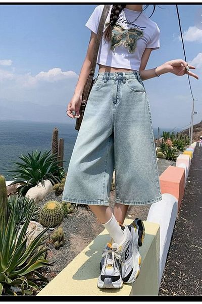 EDVESS Pantaloni scurți BAGGY unisex din denim Bermude
