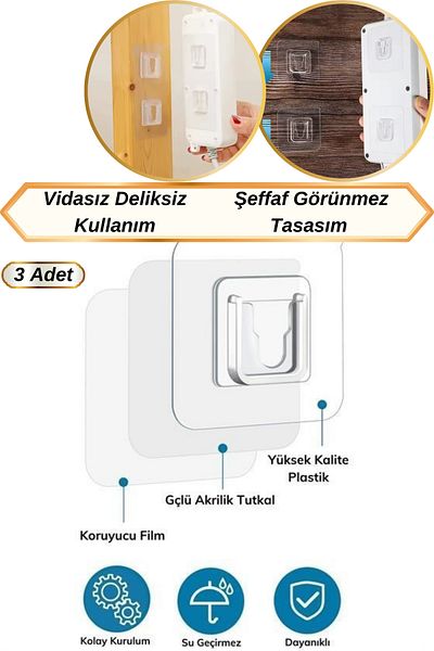 Hane Dostu 3 bucăți curea de fixare autoadezivă cu design transparent și inovator