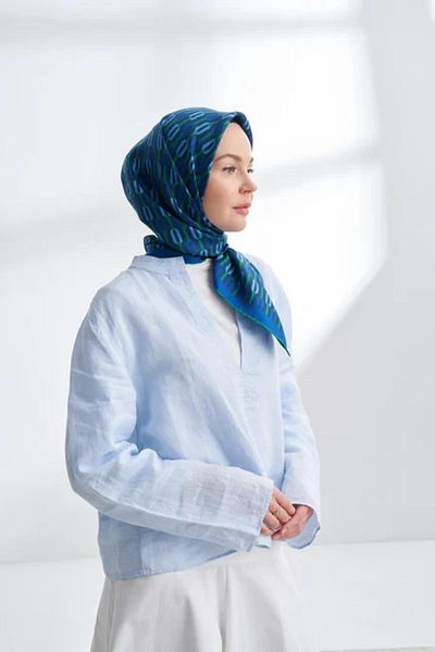 ARMANDA Line Pattern Twill Silk Scarf -4304-42