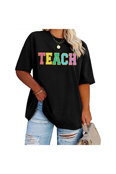 MODA Tricou imprimat pentru femei - negru