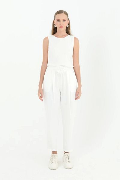 nedo7 Women's Tie Waist Carrot Shape Pants - 18102Pnt