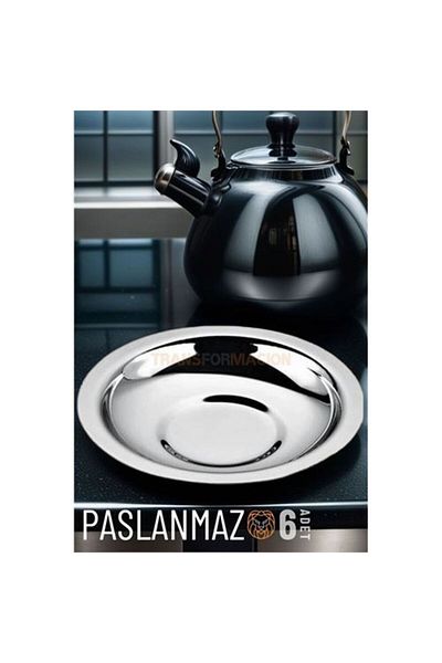 MBB ETİCARET Veneta 6 Pieces Metal Tea Plate Set