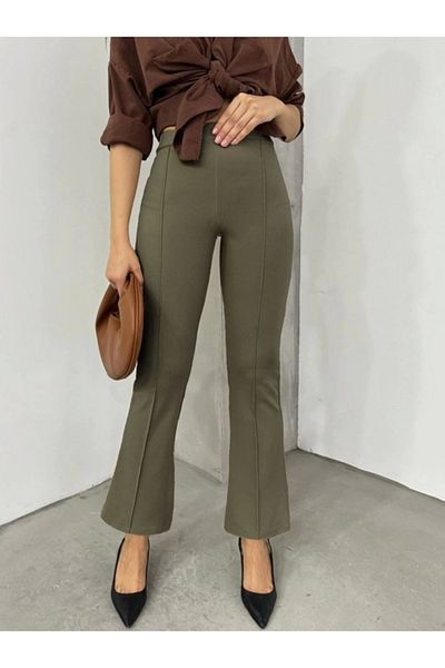 nedo7 Elastic waisted lycra spanish trousers - khaki