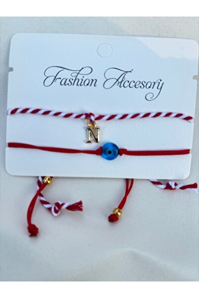 BIJUTERI سوار مارتينيشيكا مع حرف N وخرز العين الشريرة