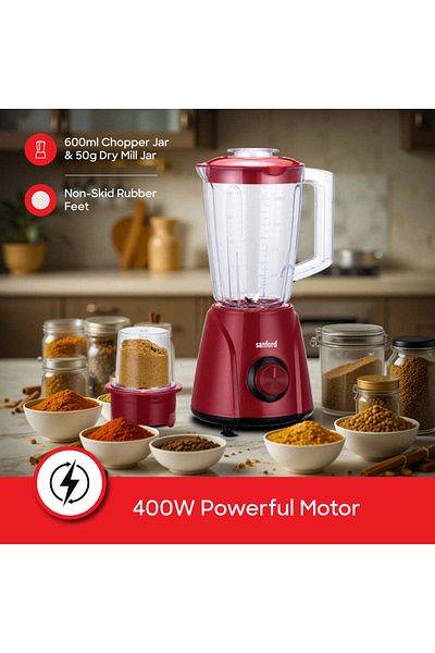 Sanford خلاط ومطحنة 3 في 1 من سانفورد، 400 واط، سعة 1.5 لتر SF6807BR