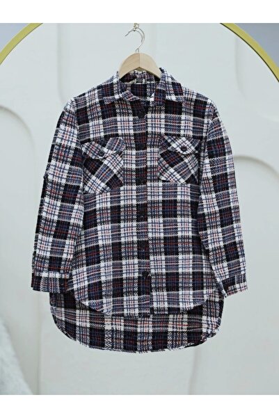 nedo7 Tweed Shirt with Flap Pocket - Navy