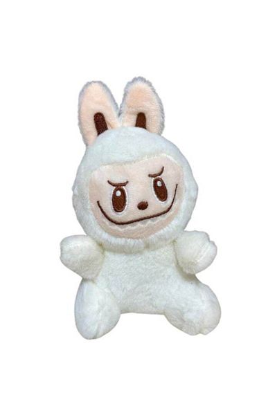 OEM LaBubu Plush Figurine Keychain, Soft and Fluffy, White, 18 cm