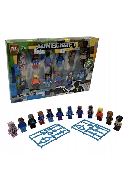 MINECRAFT Set 12 Figurine LEBA Minecraft, cu accesorii, multicolor, 4-5cm