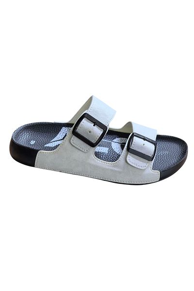 ALC Konay White Double Buckle Soft Unisex Slippers