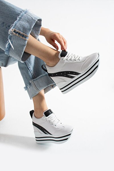 Leyna kadın içten gizli topuklu spor ayakkabı yükseklik [10] cm