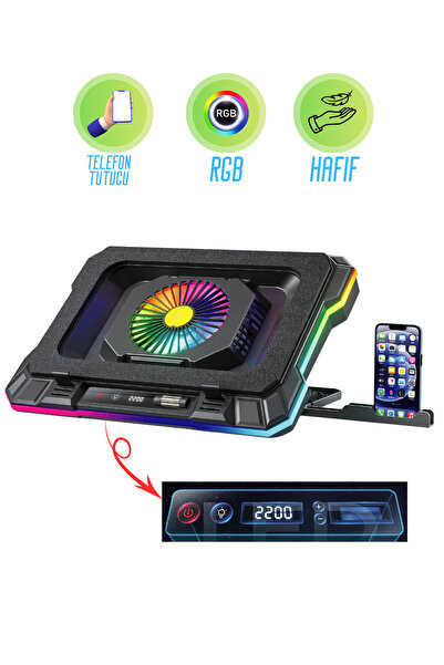 Rever Gaming Laptop Notebook Soğutucu Stand Telefon Tutucu Stant 2200RPM RGB ...