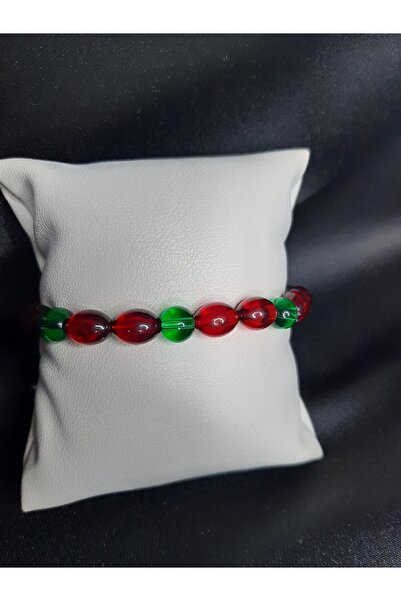 MRYart سوار من الخرز الزجاجي الأخضر العنابي والعنبر المسحوق