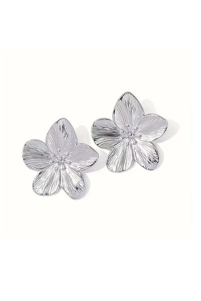 mos&more Silver Flower Women Earrings