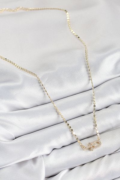 norsary Brass Zircon Stone Tiffany Model Crushed Chain Gold Color Women's Necklace