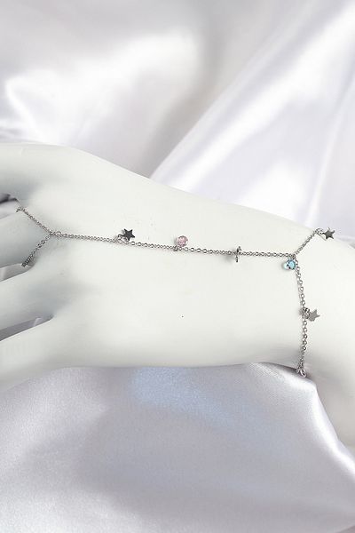 norsary Brass Colored Zircon Stone Hanging Star Model Silver Color Women's Shahmeran