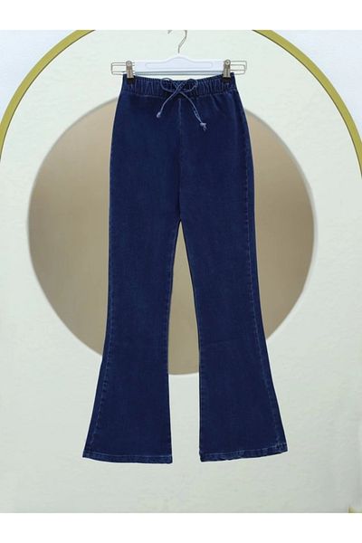 nedo7 Flared Leg Lace Detailed Jeans -Indigo