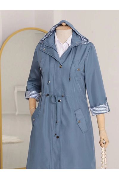 nedo7 Lined Trench Coat -Indigo
