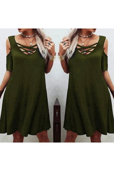 nedo7 Low-Cut Lace Detail Viscose Fabric Dress