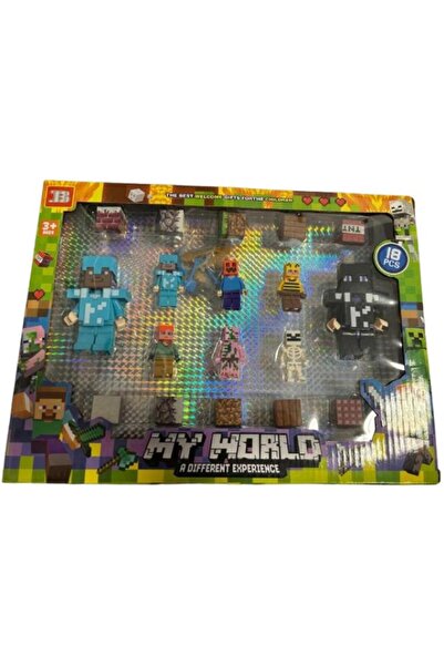 OEM Set of 18 Minecraft figurines and accessories, 5cm, multicolor