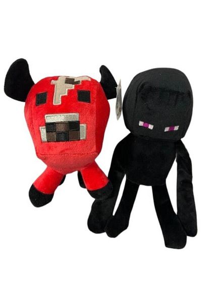 MINECRAFT Set 2 Plush Toys: Red and Black, 28cm