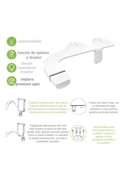 Adsinio Toilet bidet, Adsinio, non-electric, hot or cold water, adjustable pressure, white