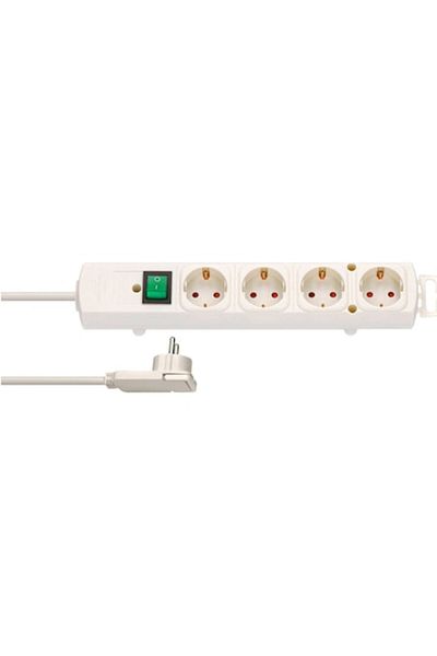 Brennenstuhl Prelungitor Comfort-Line Plus, ștecher plat, întrerupător iluminat, 4 prize, IP20, H05VV-F