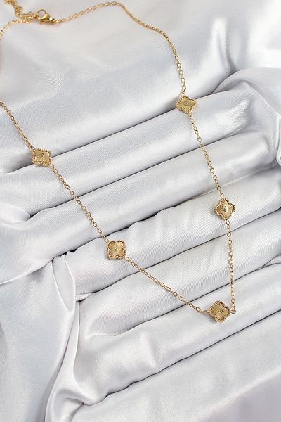 MBB ETİCARET 316L Steel Clover Model Gold Color Women's Necklace - Tj-Bko10378