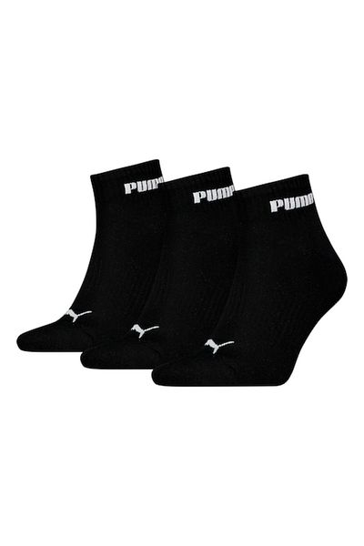 Puma , Set of unisex short socks with contrasting logo - 3 pairs, Black, 35-38