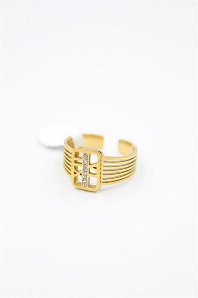 MBB ETİCARET 6-Piece Jewelled Roman Numeral Ring - Gold