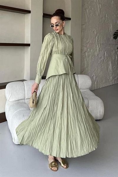nedo7 Layere Dress Çağla Green