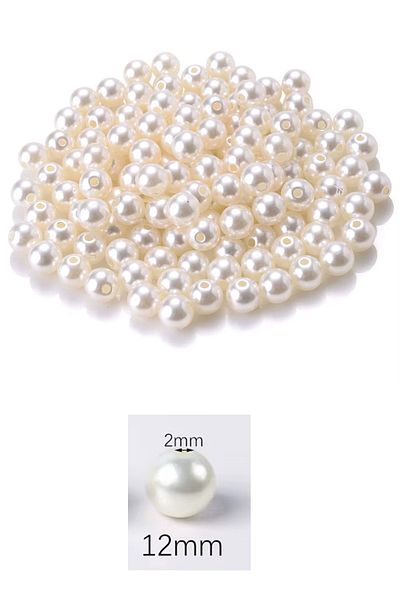 MBB ETİCARET 500 Gram 12mm Cream Color Plastic Pearl Beads in Bag and Jewelry Making Bead (~400Pcs)