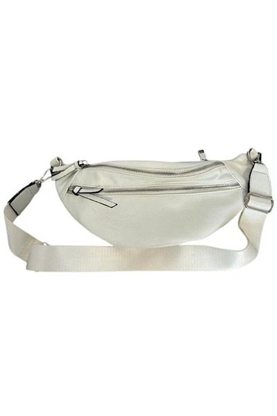 Paolo Bags - Shoulder Bag, White with Three Zipper Compartments