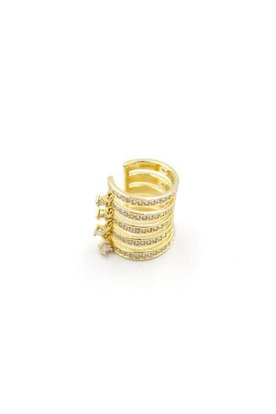 MBB ETİCARET Stoned Cartilage Earrings - Gold