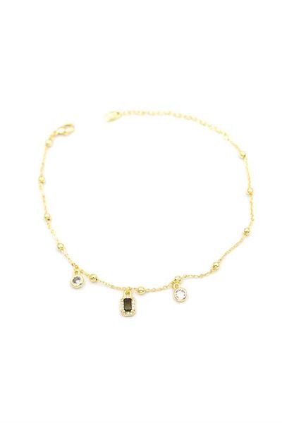 MBB ETİCARET Colorful stone anklet - black