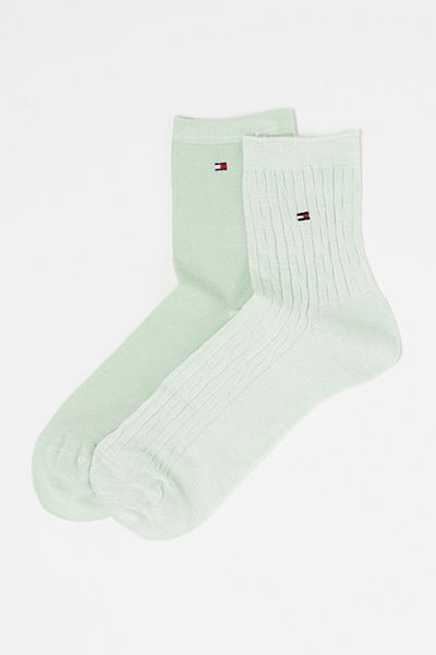 Tommy Hilfiger , Set of long socks with cable pattern - 2 pairs, Pistachio Green, 39-42