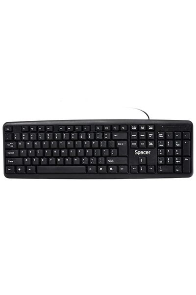 Spacer SPKB-520 Keyboard, Spill-Resistant, USB, Black